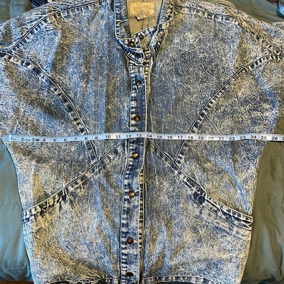 Retro Jean Jacket Stonewash Denim Minimalist SM Blue Casual 80s Chore Coat - Picture 16 of 16